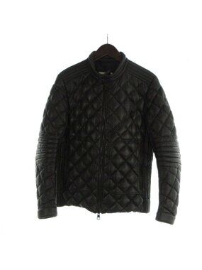 Moncler Giraudo Leather Down Jacket Quilted Zip Up Sheep 1 XS Black
